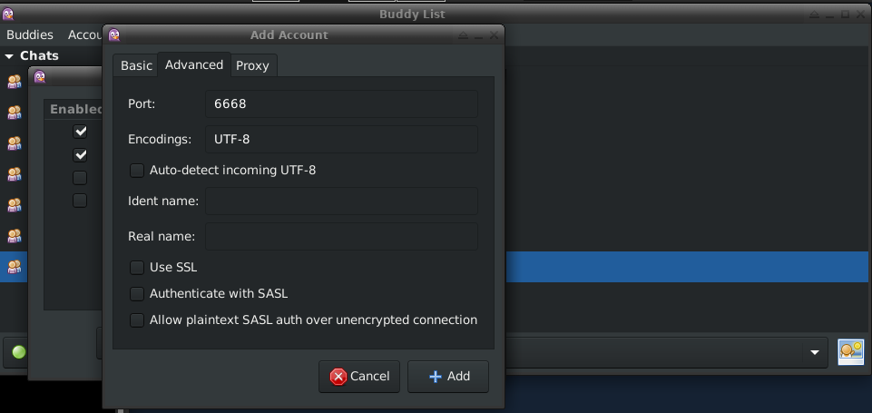 Pidgin Step Four Configure port