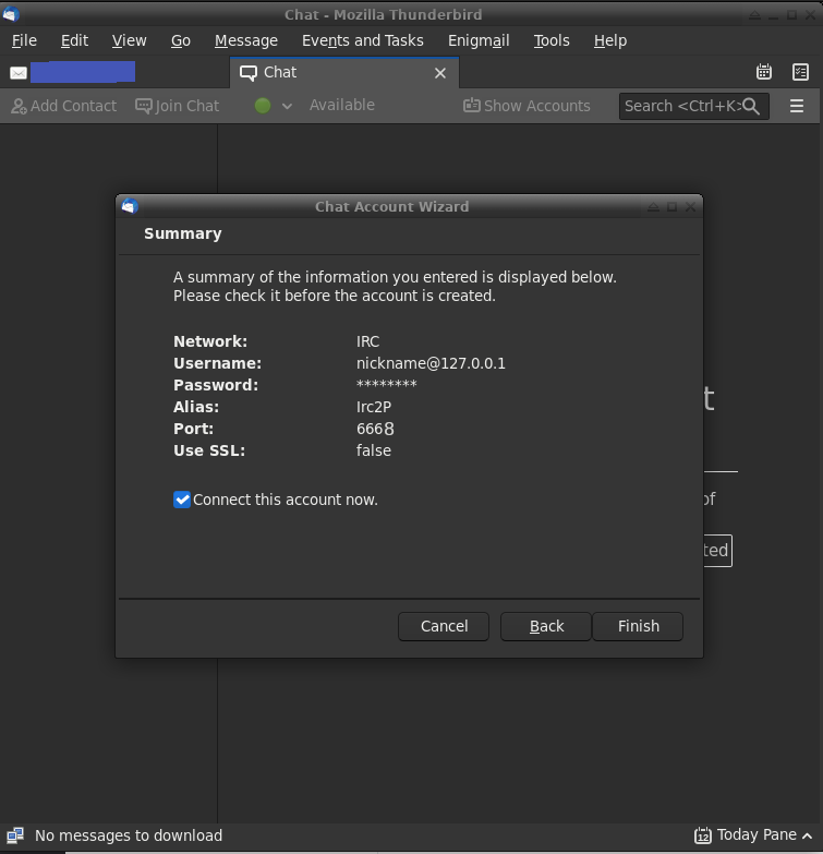 Thunderbird Step Seven Add a server