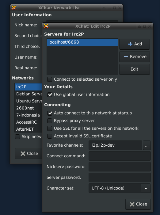 XChat Step Three Add a server